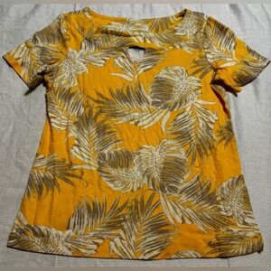 Coral Bay Hawaiian Type Yellow Floral Top Petite Small